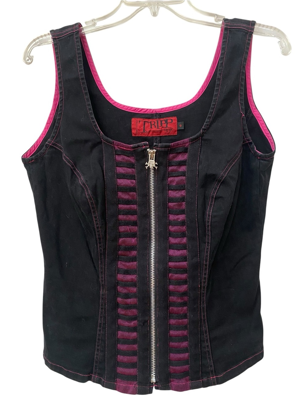 Tripp NYC Black Sleeveless Top Zipper Corset style size 0